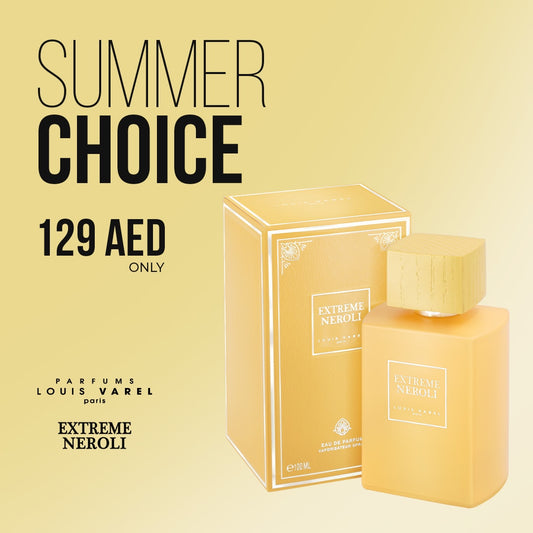 Louis Varel Extreme Neroli EDP 100ml Perfume – fresh unisex fragrance with sweet floral neroli, citrus, and green spicy notes in an elegant white and gold bottle at Beautika Shop