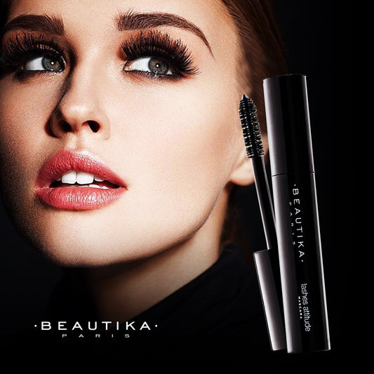 Beautika Paris Lashes Attitude Mascara – Curling & Volumizing Waterproof Black Mascara with Beeswax for Full Fan Effect, Dermatologically Tested