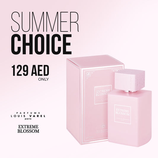 Louis Varel Extreme Blossom EDP 100ml Perfume – elegant floral fragrance in white bottle, enriched with blossom notes for freshness and skincare benefits at Beautika Shop