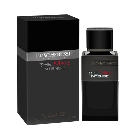 Marco Serussi The Man Intense EDT 100ML Perfume – masculine fragrance for men in dark bottle with gunmetal shield, modern and powerful scent at Beautika Shop