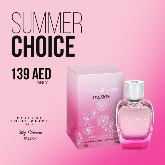 My Dream Passion EDP Women 100ml Perfume – elegant pink bottle with silver diamond-like cap, feminine fragrance with fresh, sensual and passionate notes at Beautika Shop