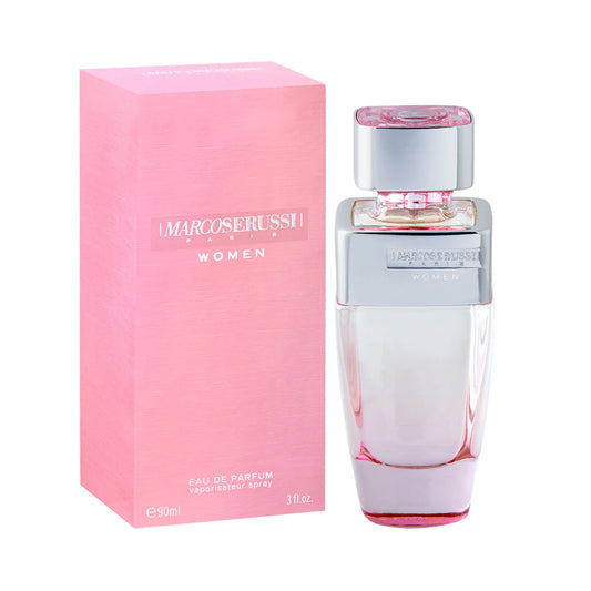 Marco Serussi Women EDP 90ml Perfume – elegant fragrance for women in chic curvy bottle with solid steel cap, timeless and sensual scent at Beautika Sho