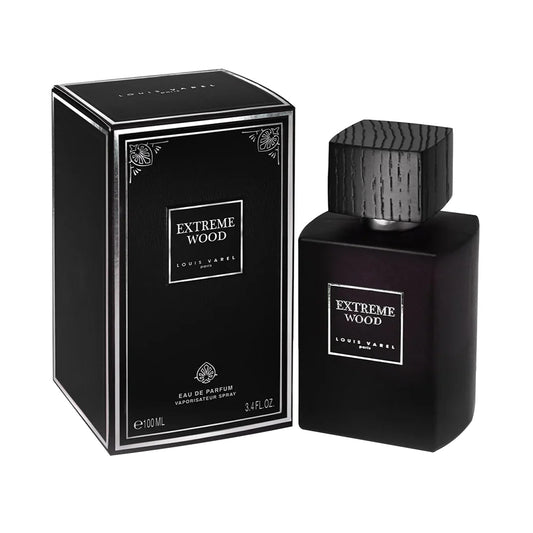 Louis Varel Extreme Wood EDP 100ml Perfume – unisex woody fragrance with incense, musk, iris, and vanilla, a warm and earthy long-lasting scent in elegant design at Beautika Shop