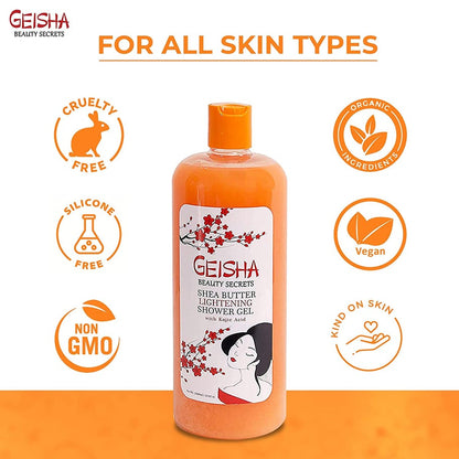 Geisha Beauty Secret Shower Gel | 33 Fl oz / 1000 ml | with Kojic Acid and Shea Butter, Skincare