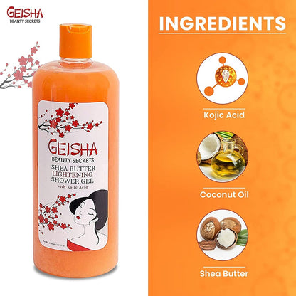 Geisha Beauty Secret Shower Gel | 33 Fl oz / 1000 ml | with Kojic Acid and Shea Butter, Skincare