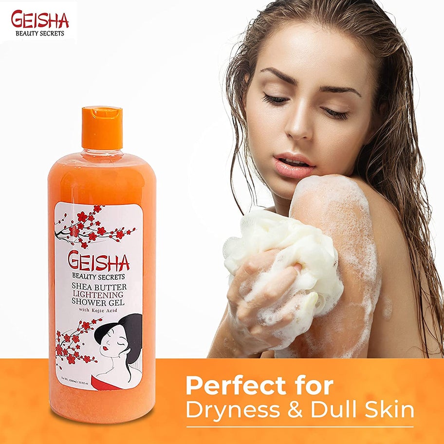 Geisha Beauty Secret Shower Gel | 33 Fl oz / 1000 ml | with Kojic Acid and Shea Butter, Skincare