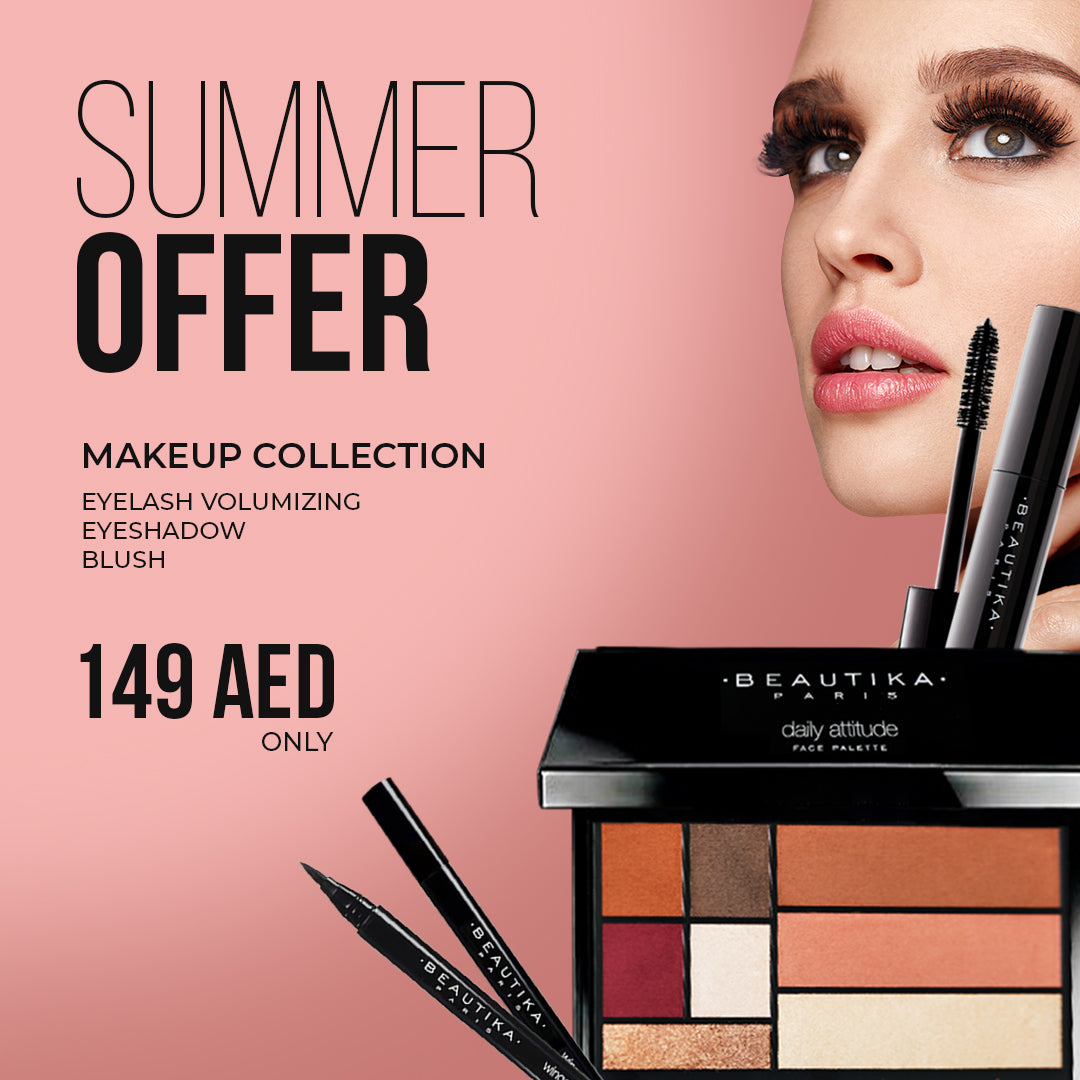 Beautika Paris Make Up Collection Special Offer – Lashes Attitude Mascara Curling & Volumizing Waterproof Black, Winged Attitude Eyeliner, and Daily Attitude Palette – Premium Eye Makeup Set in UAE