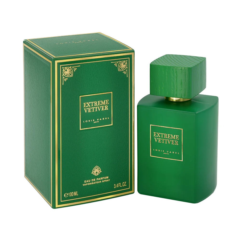 Louis Varel Extreme Vetiver EDP 100ml Perfume Ã¢â‚¬â€œ calming and long-lasting aromatic fragrance with vetiver notes that reduce stress and anxiety, unisex scent in elegant bottle at Beautika Shop
